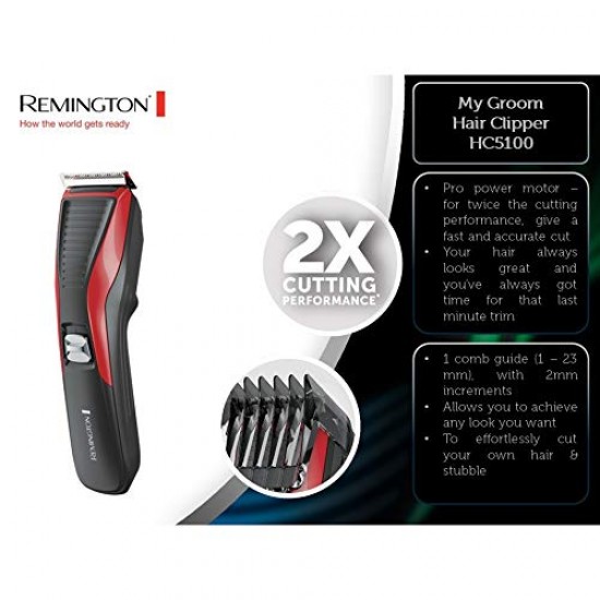 Remington Hair Clipper My Groom,(HC5100), Red/Black 