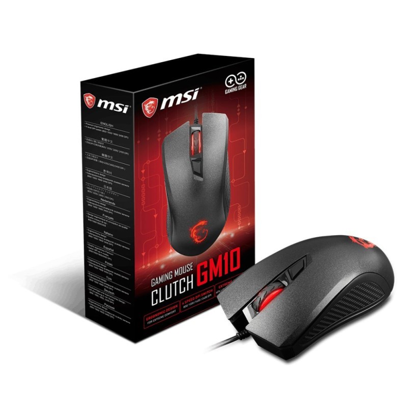 MSI Clutch GM10 USB Adjustable DPI Ergonomic Design Gaming Grade Optical Mouse