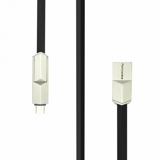 Portronics Konnect POR-851 2 in1 Type-C and Micro USB Cable (Black)