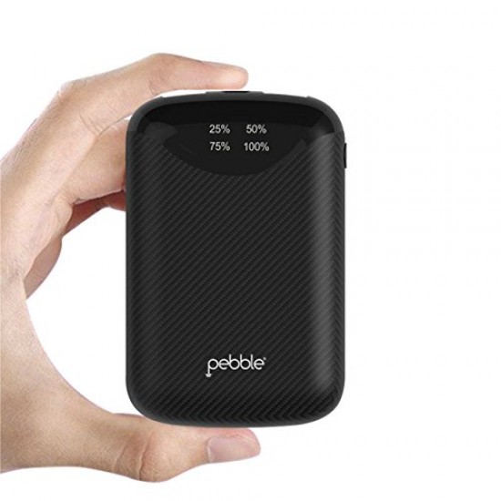 Pebble Pico Pocket Sized 10,000 mAh Power Bank | Fast Charging 2.1 A, Compatible with All Android Phones & iPhones