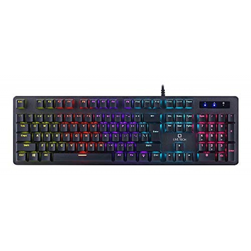 Live Tech Phantom Plus Wired Mechanical Keyboard with RGB LED Backlit, Blue Switch with USB Gold Plated UV Coated Anti-Ghosting Keys (Black)