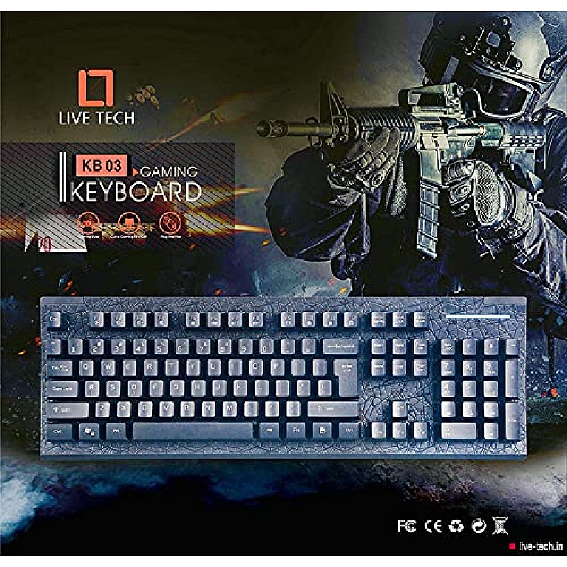 Live Tech Phantom Plus Wired Mechanical Keyboard with RGB LED Backlit, Blue Switch with USB Gold Plated UV Coated Anti-Ghosting Keys (Black)