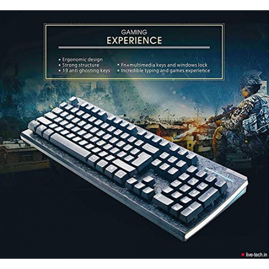 Live Tech Phantom Plus Wired Mechanical Keyboard with RGB LED Backlit, Blue Switch with USB Gold Plated UV Coated Anti-Ghosting Keys (Black)