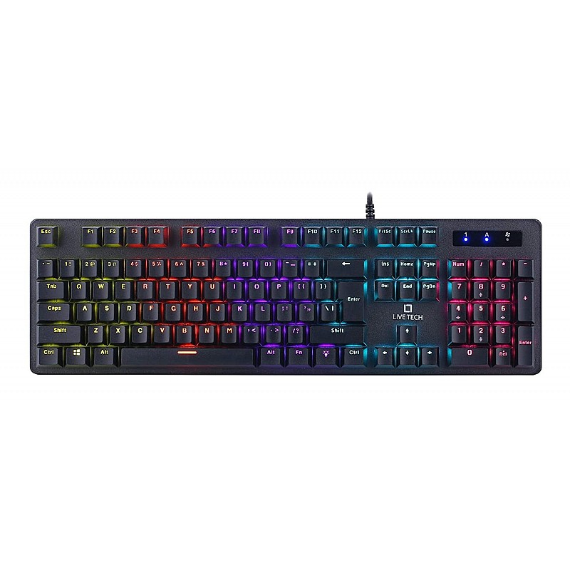 Live Tech Phantom Plus Wired Mechanical Keyboard with RGB LED Backlit, Blue Switch with USB Gold Plated UV Coated Anti-Ghosting Keys (Black)