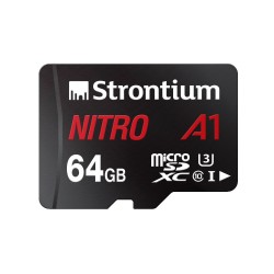 Strontium Nitro A1 64GB Micro SDXC Memory Card 100MB/s A1 UHS-I U3 Class 10 with High Speed Adapter 