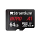 Strontium Nitro A1 64GB Micro SDXC Memory Card 100MB/s A1 UHS-I U3 Class 10 with High Speed Adapter 