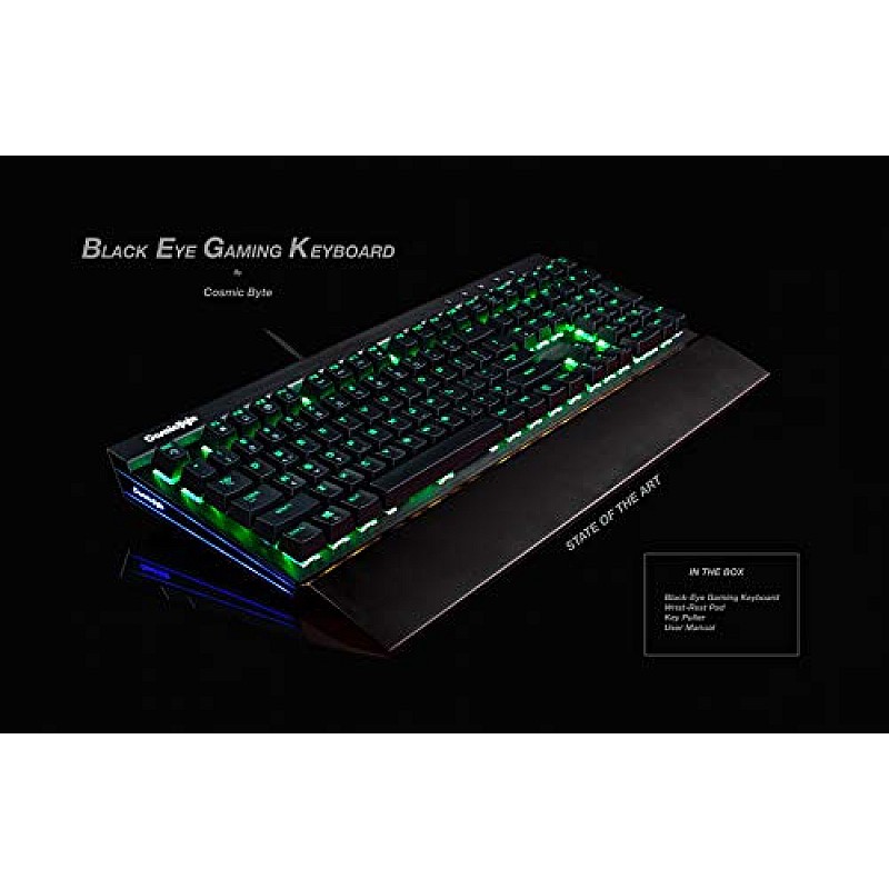 Cosmic Byte CB-GK-11 Black Eye Wired Aluminium Mechanical Keyboard, Real RBG Backlit with Effects Brown Switch