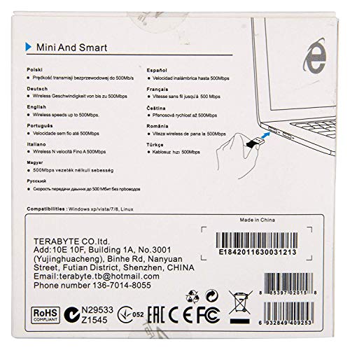 Terabyte 500Mbps Mini Wireless Wi-Fi Dongle/Adapter (Black) Terabyte 500Mbps Mini Wireless Wi-Fi Dongle/Adapter (Black)
