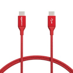 Double Nylon Braided Type-C to Type-C Mobile Cable, 3 Feet, Red
