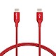 Double Nylon Braided Type-C to Type-C Mobile Cable, 3 Feet, Red