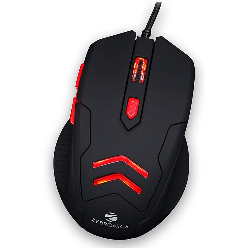 Zebronics Zeb Feather - Premium USB Gaming Mouse with 6 Buttons, Upto 3200 DPI and Anti Slip Mouse Pad-