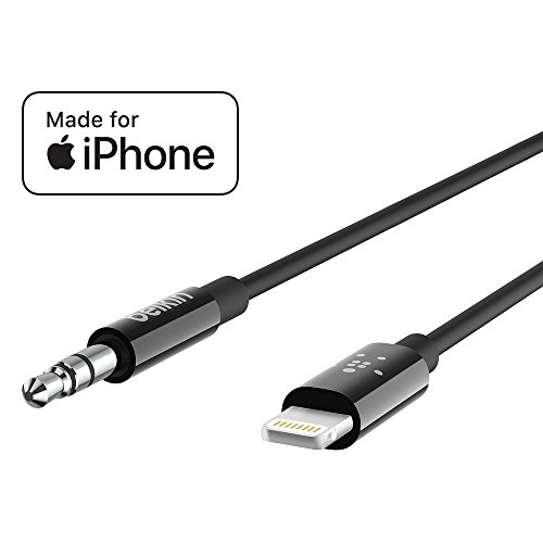 Belkin 3.5 mm Audio Cable with Lightning Connector for iPhone - 6 feet (1.82 Meters) - (Black) Belkin 3.5 mm Audio Cable with Lightning Connector for iPhone - 6 feet (1.82 Meters) - (Black)