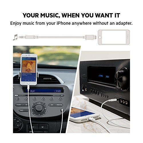 Belkin 3.5 mm Audio Cable with Lightning Connector for iPhone - 6 feet (1.82 Meters) - (Black) Belkin 3.5 mm Audio Cable with Lightning Connector for iPhone - 6 feet (1.82 Meters) - (Black)