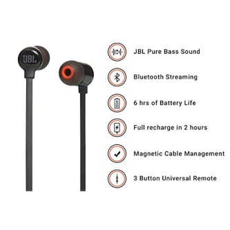 JBL T160BT Pure Bass Wireless in-Ear Headphones with Mic (Black) JBL T160BT Pure Bass Wireless in-Ear Headphones with Mic (Black)