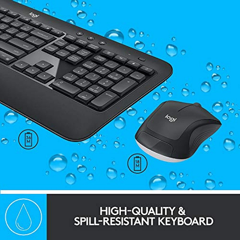 Logitech MK540 Wireless Keyboard and Mouse Combo for Windows, 2.4 GHz Wireless with Unifying USB-Receiver