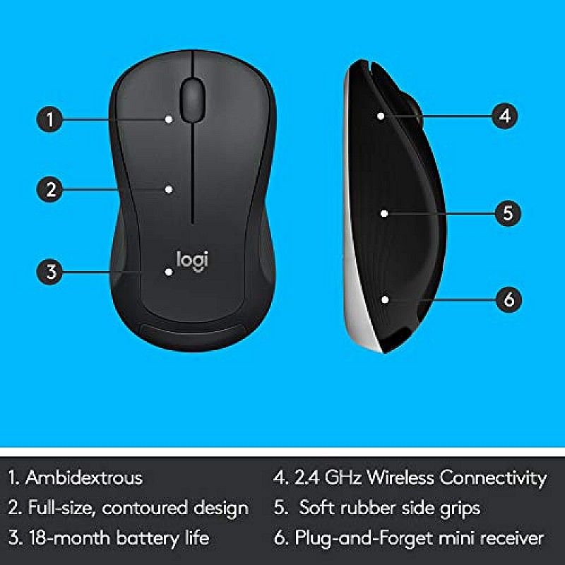 Logitech MK540 Wireless Keyboard and Mouse Combo for Windows, 2.4 GHz Wireless with Unifying USB-Receiver