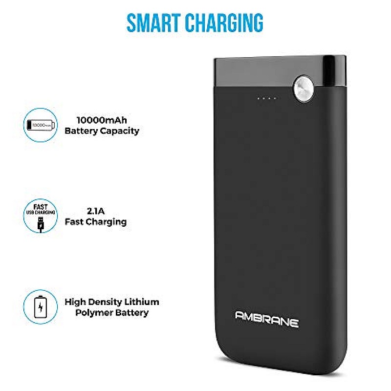 Ambrane PP-11 10000mAH Lithium Polymer Power Bank Black