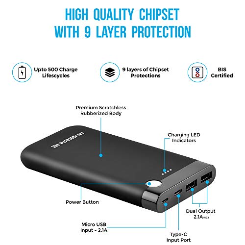 Ambrane PP-11 10000mAH Lithium Polymer Power Bank Black Ambrane PP-11 10000mAH Lithium Polymer Power Bank Black