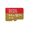 SanDisk 64GB Extreme microSDXC, U3, C10, V30, UHS 1, 160MB/s R, 60MB/s W, A2 Card, for 4K Video Rec on Smartphones, Action Cams & Drones, SDSQXA2