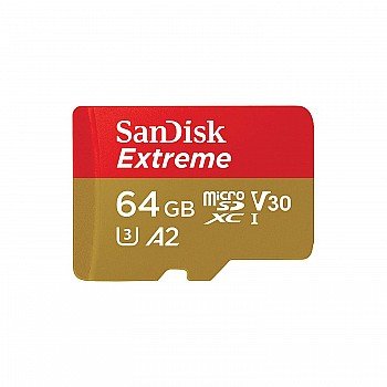 SanDisk 64GB Extreme microSDXC, U3, C10, V30, UHS 1, 160MB/s R, 60MB/s W, A2 Card, for 4K Video Rec on Smartphones, Action Cams & Drones, SDSQXA2