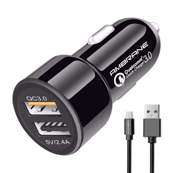 Ambrane ACC-11QC-M Dual Port Car Charger Black