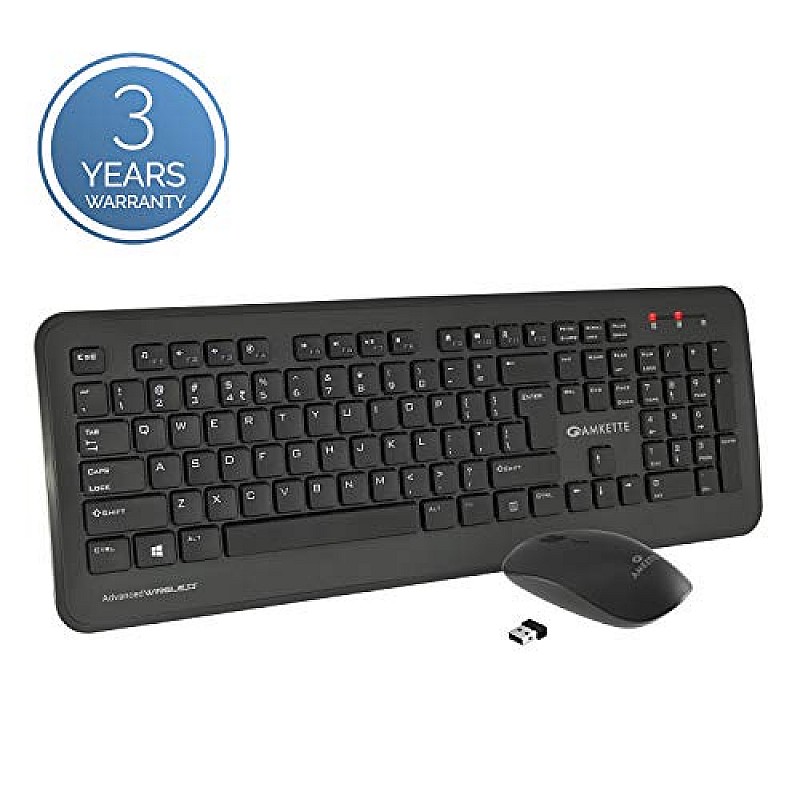 Amkette Wi-Key Plus 2.4 GHz USB Wireless Keyboard & Mouse Combo for PC, Laptop and Devices with USB Support (Grey/Black)