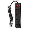 Live Tech PS07 Power Strip with 4 Sockets Rust Free, 6ft (1.8 Meter) Extension Cord 3 Pin Plug Spike Guard ABS Virgin Plastic Material (Black) 