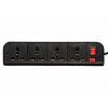 Live Tech PS07 Power Strip with 4 Sockets Rust Free, 6ft (1.8 Meter) Extension Cord 3 Pin Plug Spike Guard ABS Virgin Plastic Material (Black) 