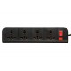 Live Tech PS07 Power Strip with 4 Sockets Rust Free, 6ft (1.8 Meter) Extension Cord 3 Pin Plug Spike Guard ABS Virgin Plastic Material (Black)