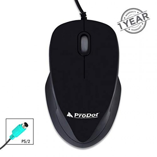 ProDot Universal MU213s PS/2 Wired Optical Mouse for PC, Laptop, Android TV, Smart TV, Windows, MacBook, 1000 DPI (Black)
