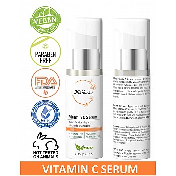 KIRIKURA Vitamin C 25% Vegan, Anti Ageing Serum with Ferulic Acid, Vitamin E 1.01 fl.oz.