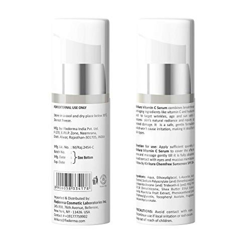 KIRIKURA Vitamin C 25% Vegan, Anti Ageing Serum with Ferulic Acid, Vitamin E 1.01 fl.oz.