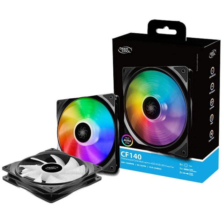 DEEPCOOL CF140 2 in 1 | MB Controlled 140 mm A-RGB LED Case Fan/Cooler