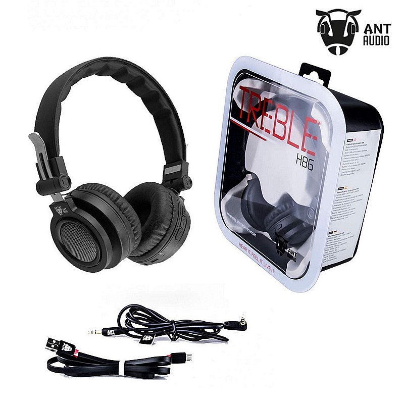 Ant Audio Treble H86 On-Ear Wireless Stereo Headset with Mic (Black)