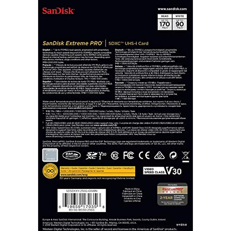 SanDisk 128GB Extreme Pro SDXC UHS-I Card - C10, U3, V30, 4K UHD, SD Card - SDSDXXY-128G-GN4IN