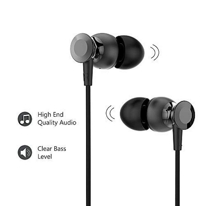 Ambrane EP-1100 in-Ear Extra Bass Headphones with Mic (Black)