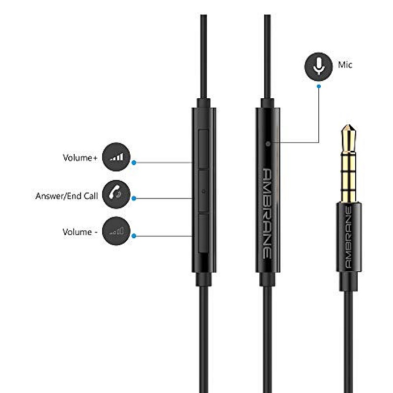 Ambrane EP-1100 in-Ear Extra Bass Headphones with Mic (Black)