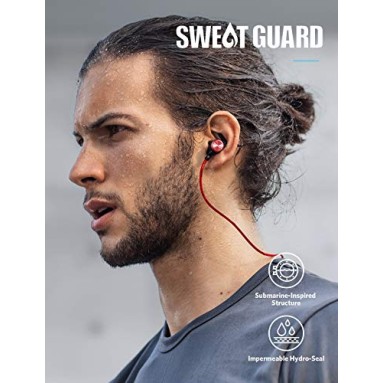 Anker Soundcore Spirit Sports Earbuds, 8H Battery, IPX7 Waterproof SweatGuard Wireless Bluetooth 5.0 Headphones with Secure Fit for Workout (Red)