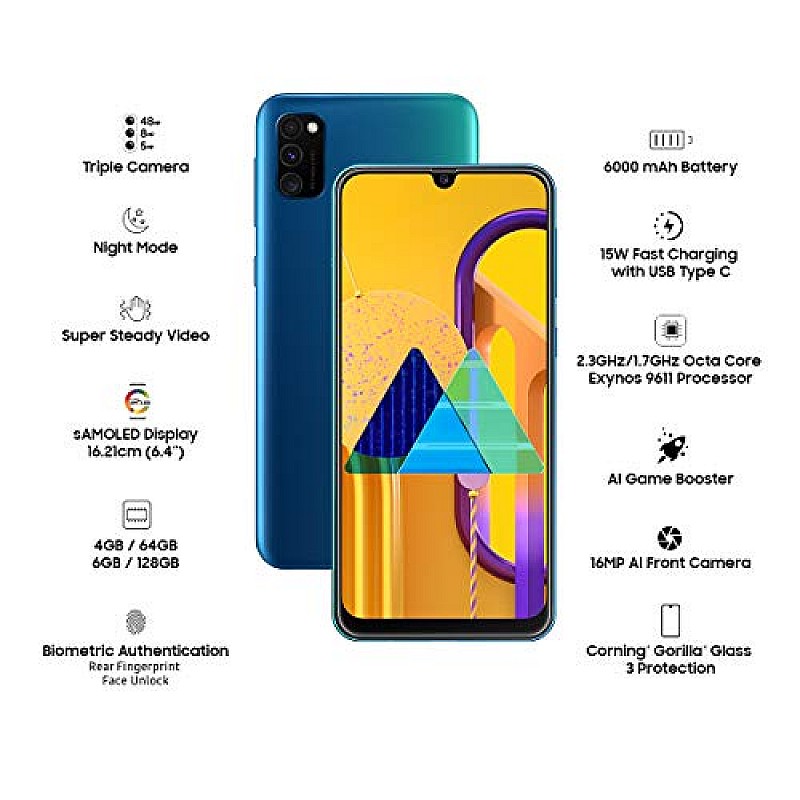 Samsung Galaxy M30s, Blue 6GB RAM 128GB Storage-Refurbished