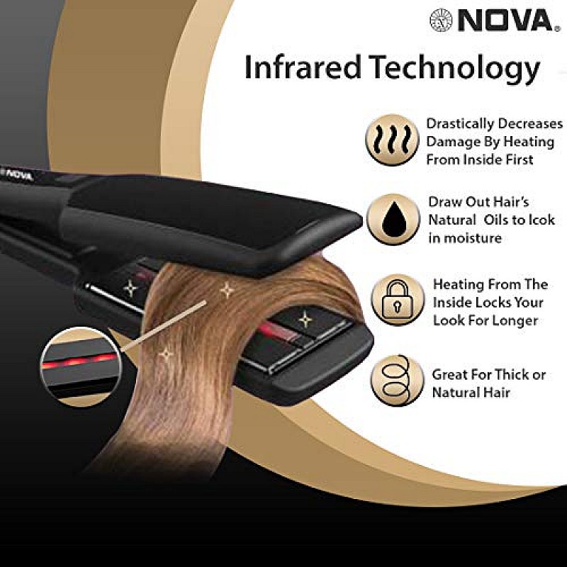 Nova Temperature Control Professional NHS 890 Hair Straightener (Black)