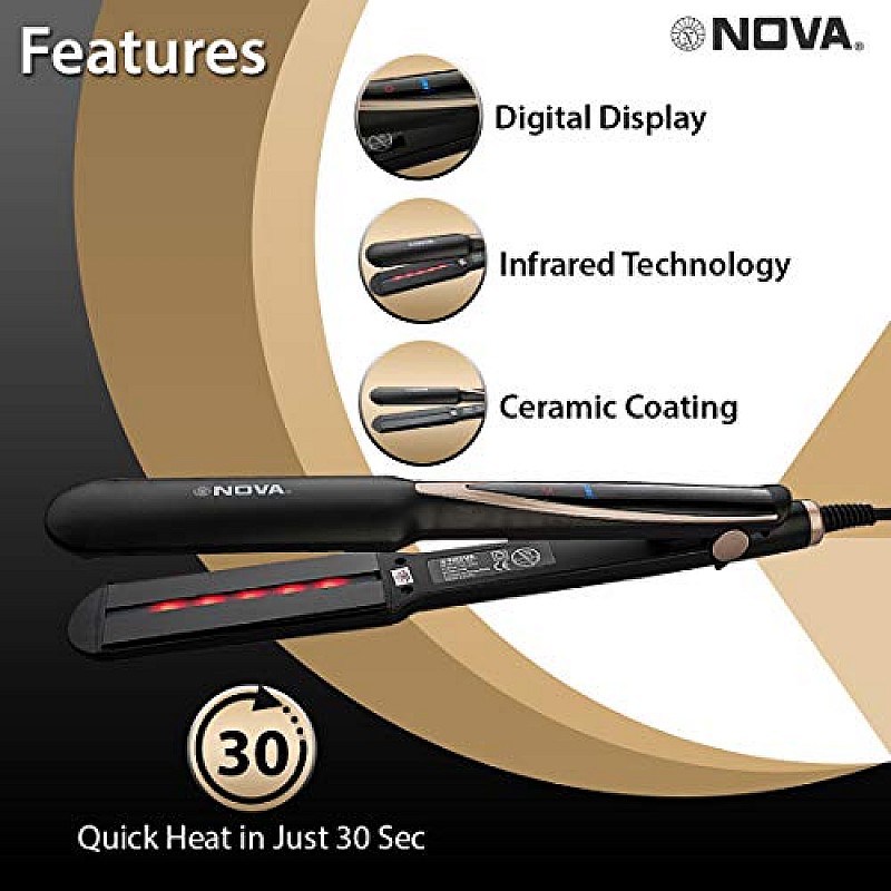 Nova Temperature Control Professional NHS 890 Hair Straightener (Black)