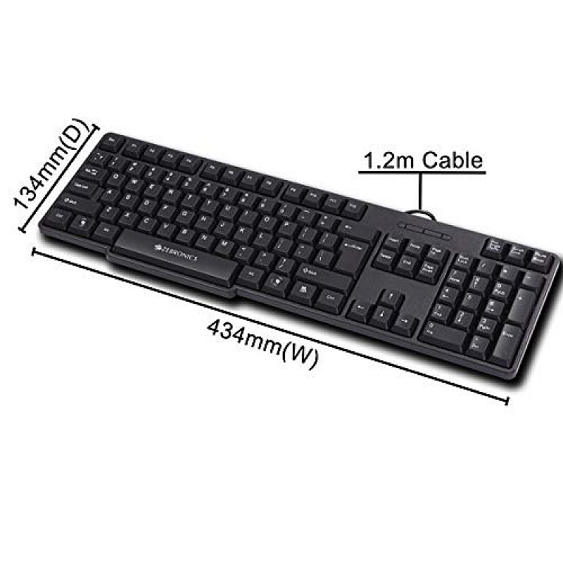 Zebronics Wired Keyboard and Mouse Combo with 104 Keys and a USB Mouse with 1200 DPI JUDWAA 750