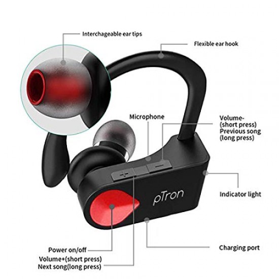 pTron Twins Pro in-Ear True Wireless Bluetooth Headphones (TWS) with Mic - (Black)