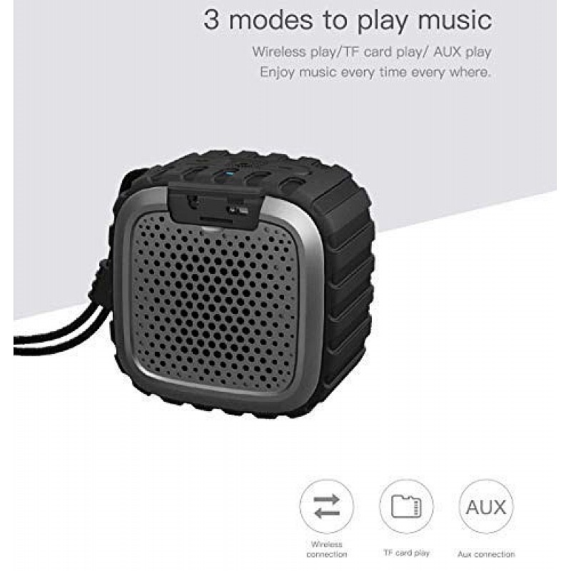 Photron P10 Wash IPX5 Waterproof Shockproof Wireless 10W RMS Super Bass Mini Metal Aluminium Alloy Portable Bluetooth Speaker with Mic (Black)