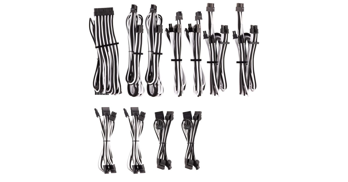 CORSAIR Premium Individually Sleeved PSU Cables Pro Kit – White/Black ...