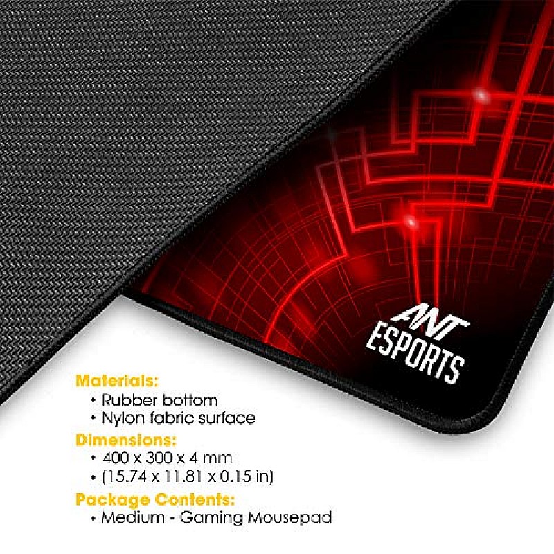 Ant Esports MP200 Medium Waterproof Gaming Mousepad (Black and Red)