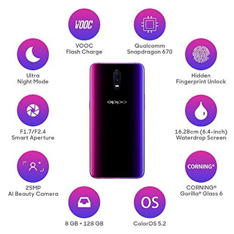 OPPO R17 (Neon Purple, 8 GB RAM, 128 GB) Refurbished-