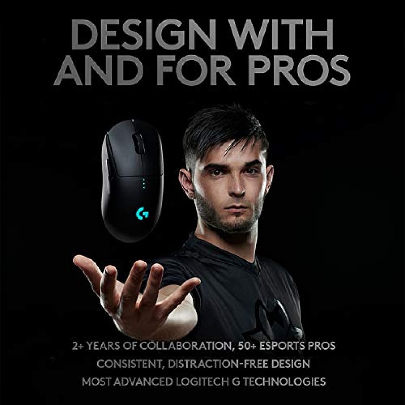 Logitech G PRO Wireless Gaming Mouse, Hero 25K Sensor RGB, Ultra Lightweight Black 