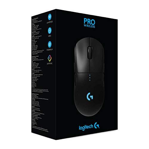 Logitech G PRO Wireless Gaming Mouse, Hero 25K Sensor RGB, Ultra Lightweight Black Logitech G PRO Wireless Gaming Mouse, Hero 25K Sensor RGB, Ultra Lightweight Black
