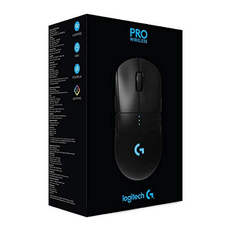 Logitech G PRO Wireless Gaming Mouse, Hero 25K Sensor RGB, Ultra Lightweight Black 